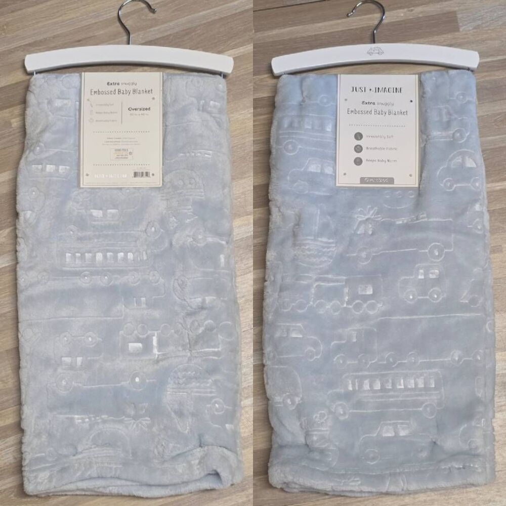 🇬🇪🔹️NWT Just Imagine Blue Oversized 30x40 Embossed Baby Blanket